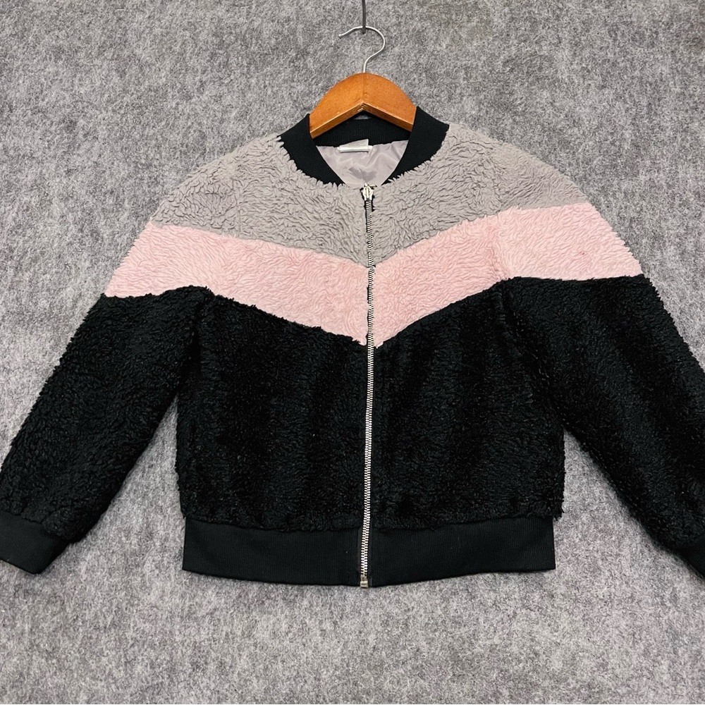 Forever 21 Cozy Fleece Jacket in Pink and Gray